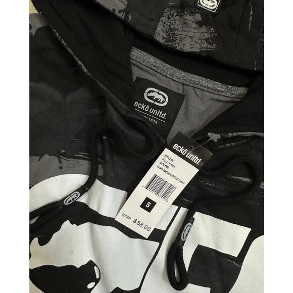 Ecko Unltd Men's Hoodie T-Shirt Broad Stroke Camo Sleeveless Tee in Night Camo - Picture 3 of 4